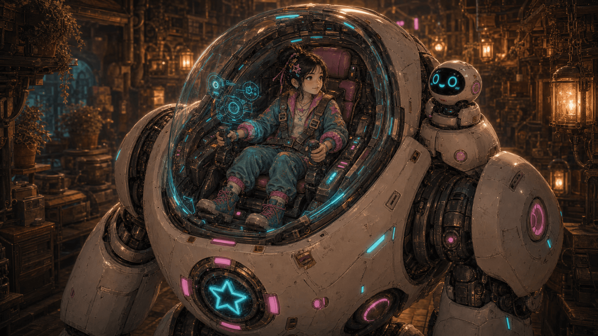 Rina sitting in Astra-01's first pilot seat